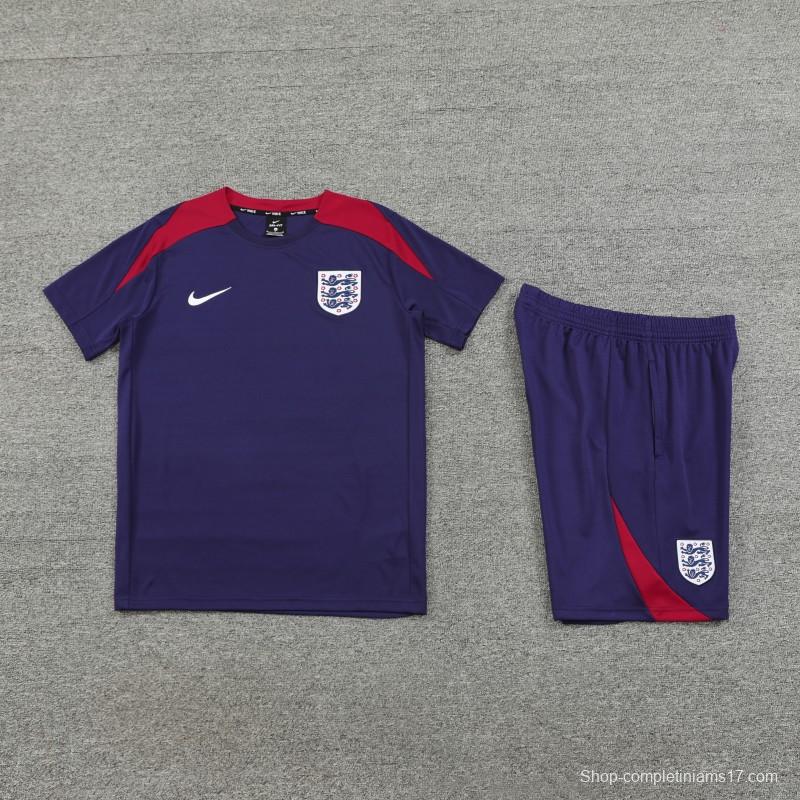 2025 England Purple Short Sleeve+Soccer Shorts