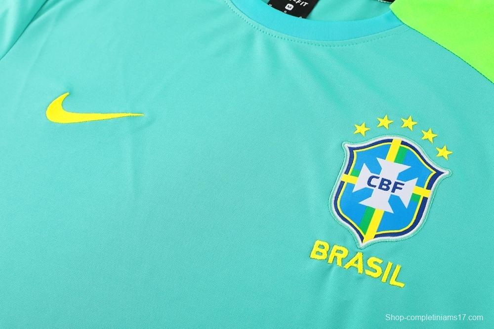 2025 Brazil Lake Green Short Sleeve+Soccer Shorts