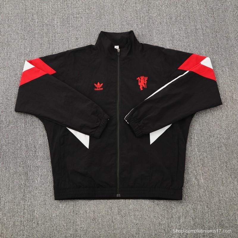 25/26 Manchester United Black Half Zipper Jacket+Long Pants S-3XL