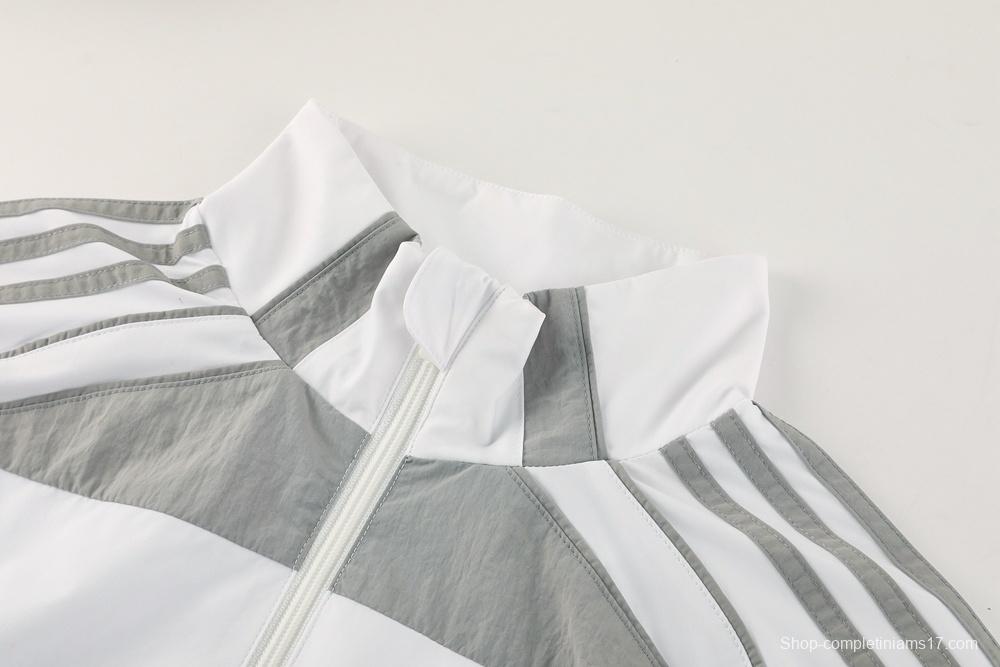 25/26 Real Madrid White Half Zipper Jacket+Long Pants S-3XL