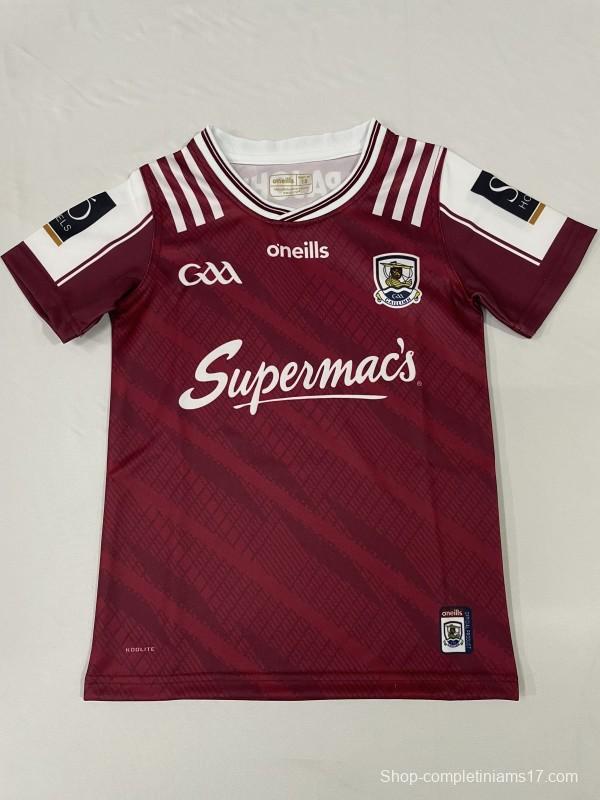 25/26 Kids Galway GAA Maroon with White Stripes  Jersey