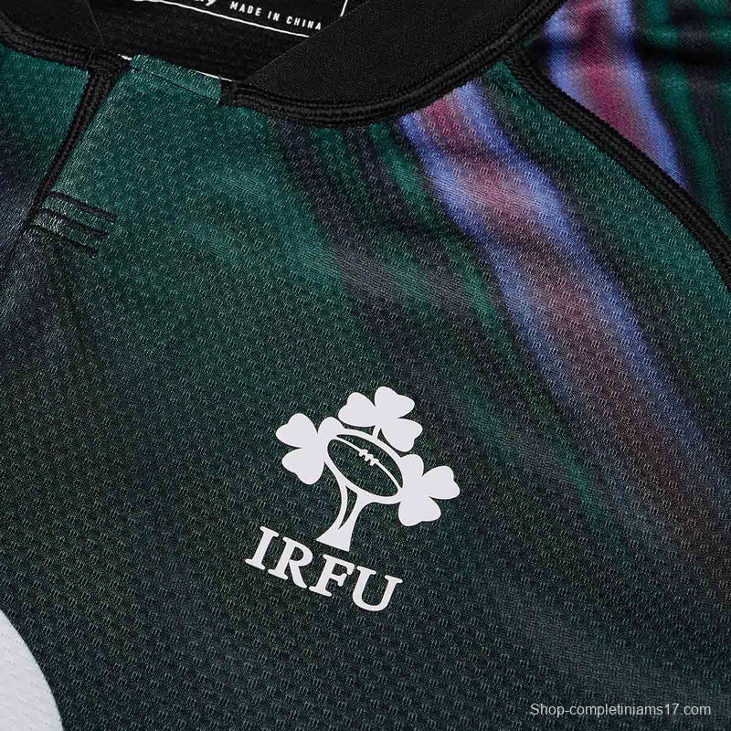 2025 Ireland Rugby Dark Green with Aurora Borealis Gradient Pattern Jersey