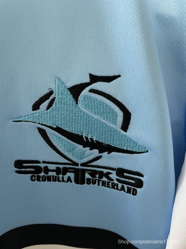 2026 Cronulla Sharks Sky Blue with White Hooped Away Jersey