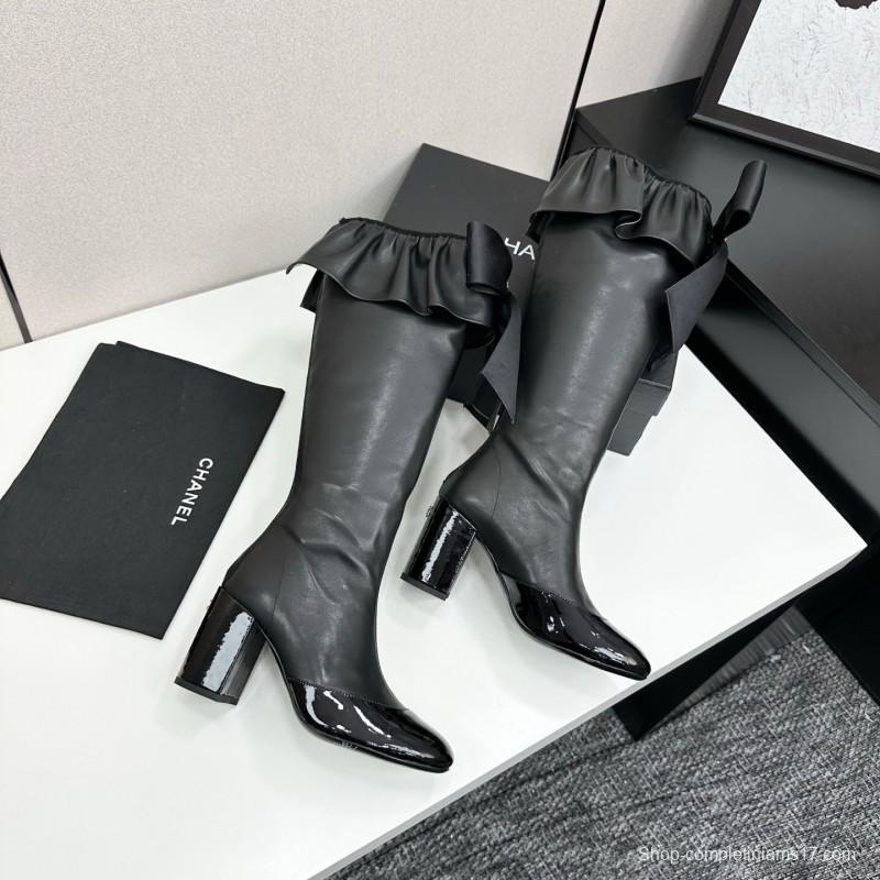 Chanel 2025 SS Bow Detail Block Heel Boots - L Y00600