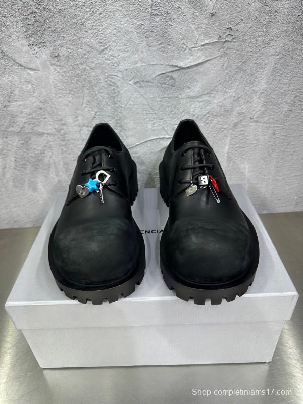 Adidas Derby Shoe, Slightly Asymmetrical Round Toe Lace-Up, Imported Cowhide Leather - AS00460