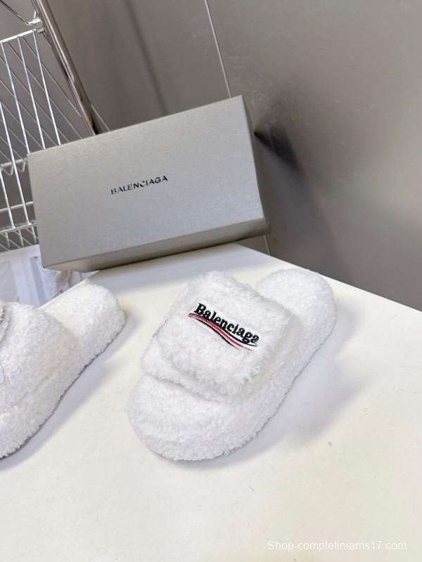Balenciaga 2025 SS Couple Edition Coca-Cola Fur Slides - KFY00230