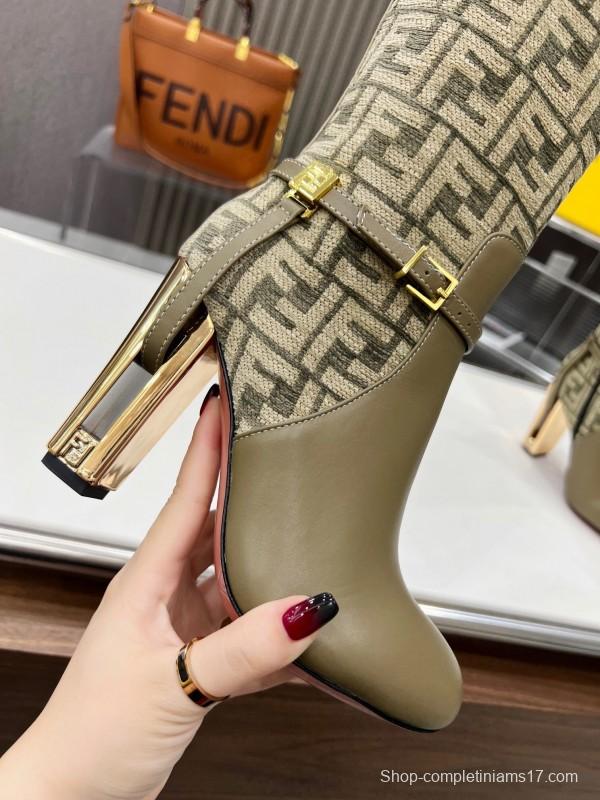 FENDI Delfina Round Toe Boots with FF Buckle - LY00