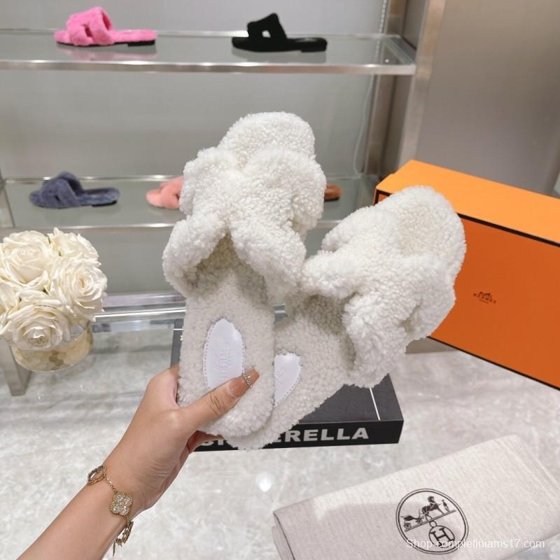 H Teddy Wool H Slippers Flat Sole - LY00240