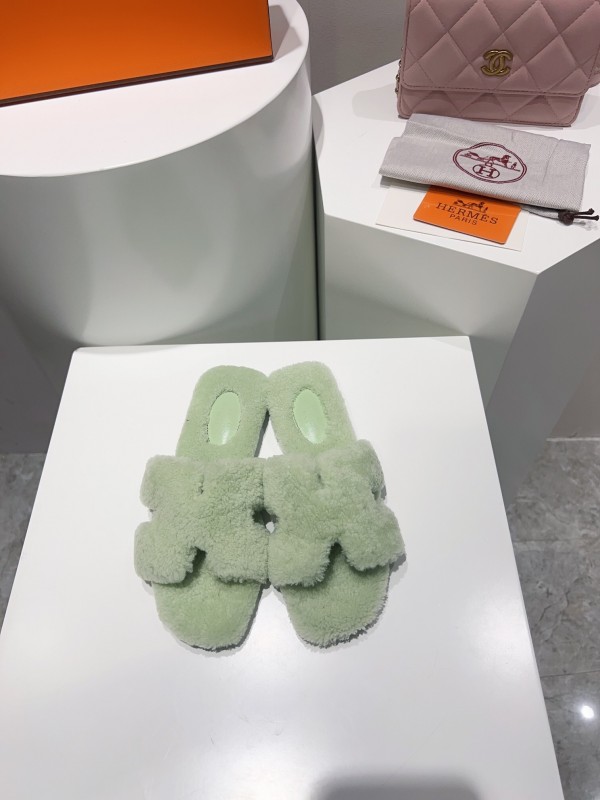 H Teddy Wool H Slippers Flat Sole Winter Edition - LY00240
