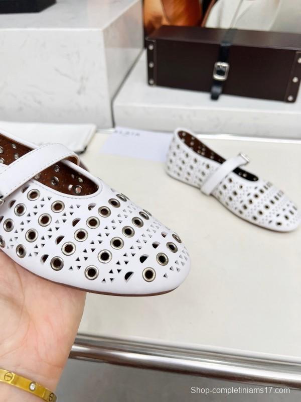 Alaia 2025 SS Perforated Ballet Flats - LY00320