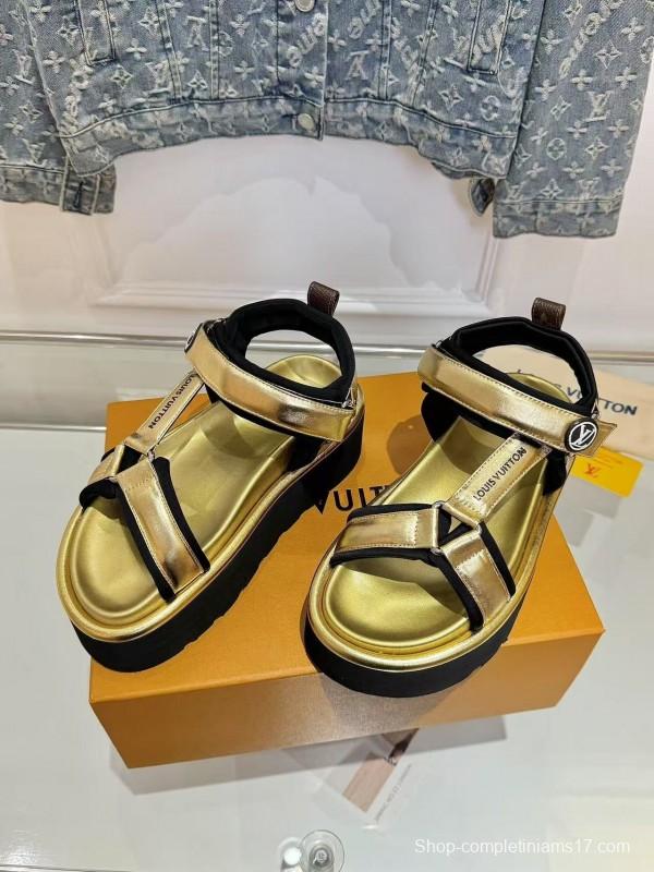 Louis Vuitton 2025/SS Latest High-End Fashion Versatile Sandals with Thick Sole Heightening and Slimming Effect - LY00