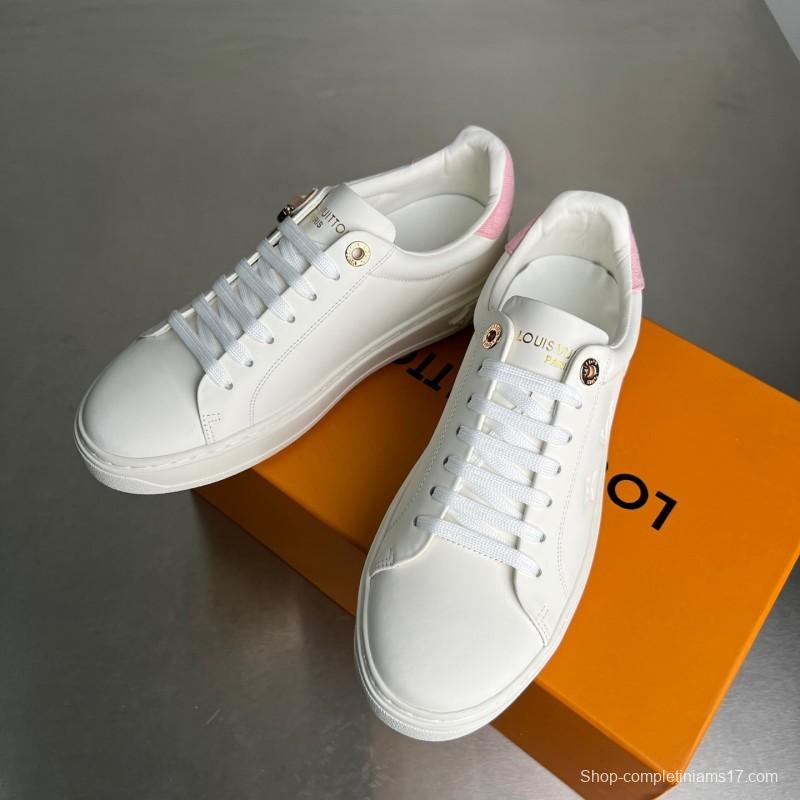 Louis Vuitton Takashi Murakami Time Out Cherry Blossom Leather Flat Low-Top Sneakers - YC
