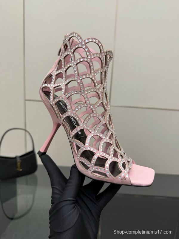 Sergio Rossi Mermaid Sandals 2025 SS Collection Elegant Fishnet High Heels - KFY00470