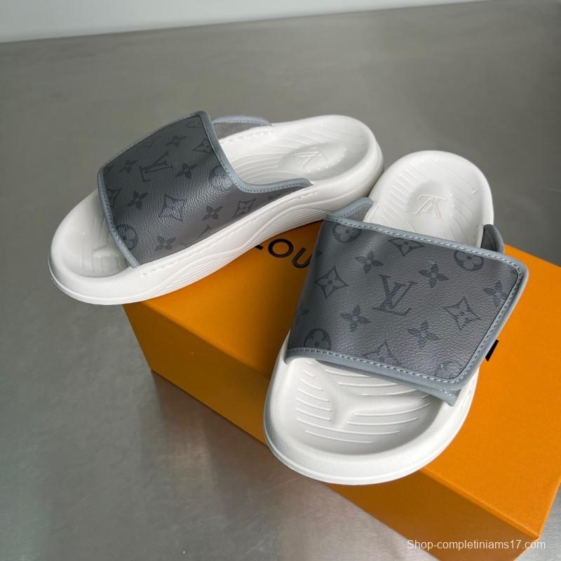 Louis Vuitton Miami Mule Slip-On Sandals with Hook-and-Loop Fastening - YC