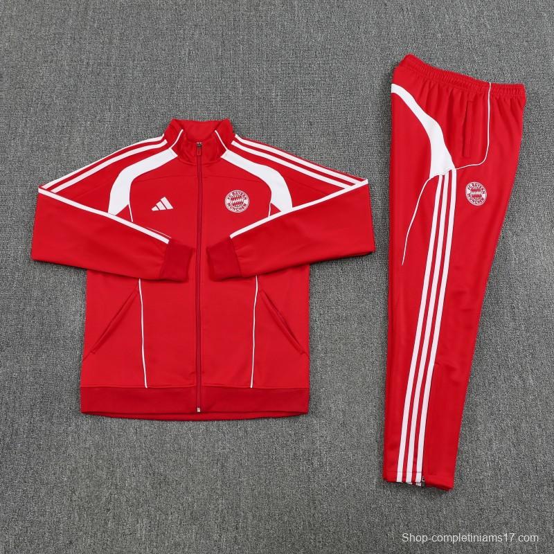 25/26 Bayern Munich Red Full Zipper Jacket+Long Pants