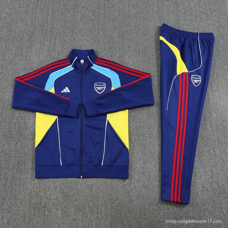 25/26 Arsenal FC Royal Blue Full zipper Jacket Tracksuit+ long pants