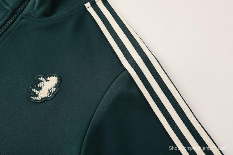 25/26  Juventus Retro Dark Green  Full zipper Jacket Tracksuit+ long pants