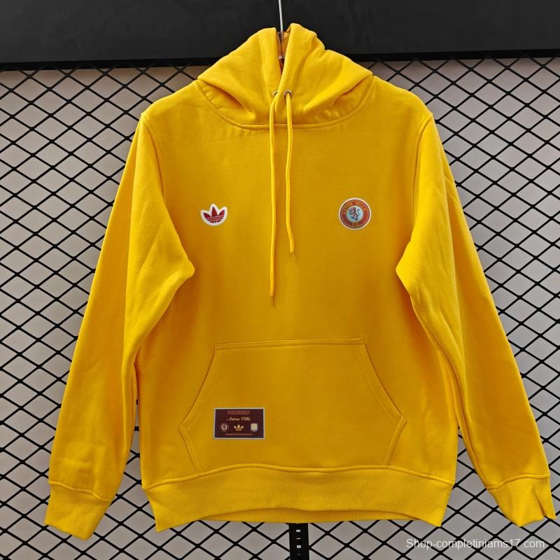Player Version 2026  Aston Villa x Adidas Home Embroidered Fleece Hoodie 9 Colors
