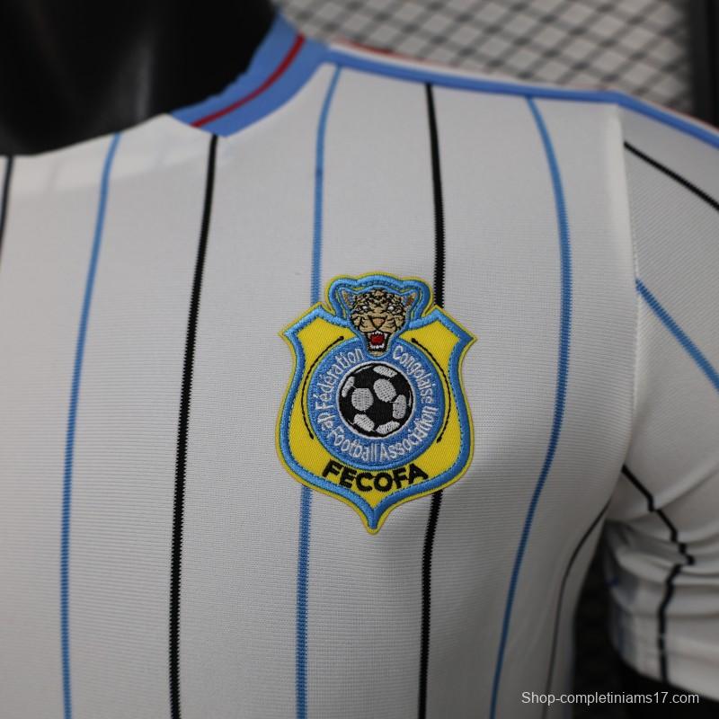 2026 Player Version DR Congo White with Black and Blue Pinstripes Jersey