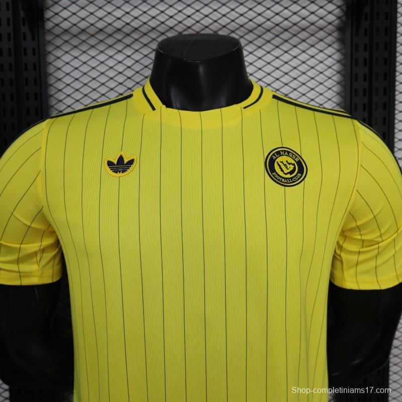 25/26 Player Version Al Nassr FC Yellow with Thin Black Pinstripes Jersey