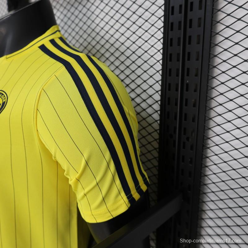 25/26 Player Version Al Nassr FC Yellow with Thin Black Pinstripes Jersey