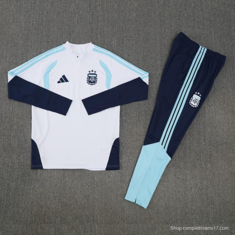 26/27 Argentina White Half Zipper Jacket  Tracksuit + Long Pants