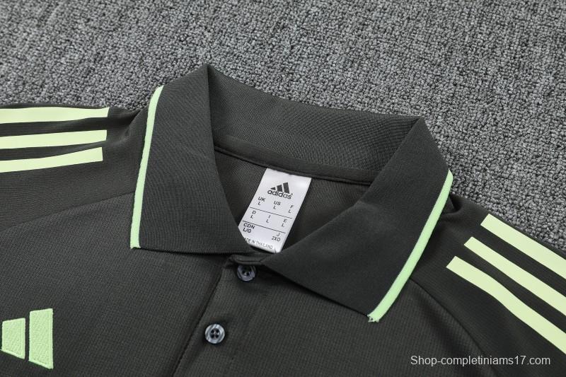 26/27 Real Madrid Black  Polo Training Shirt + Long Pants Tracksuit