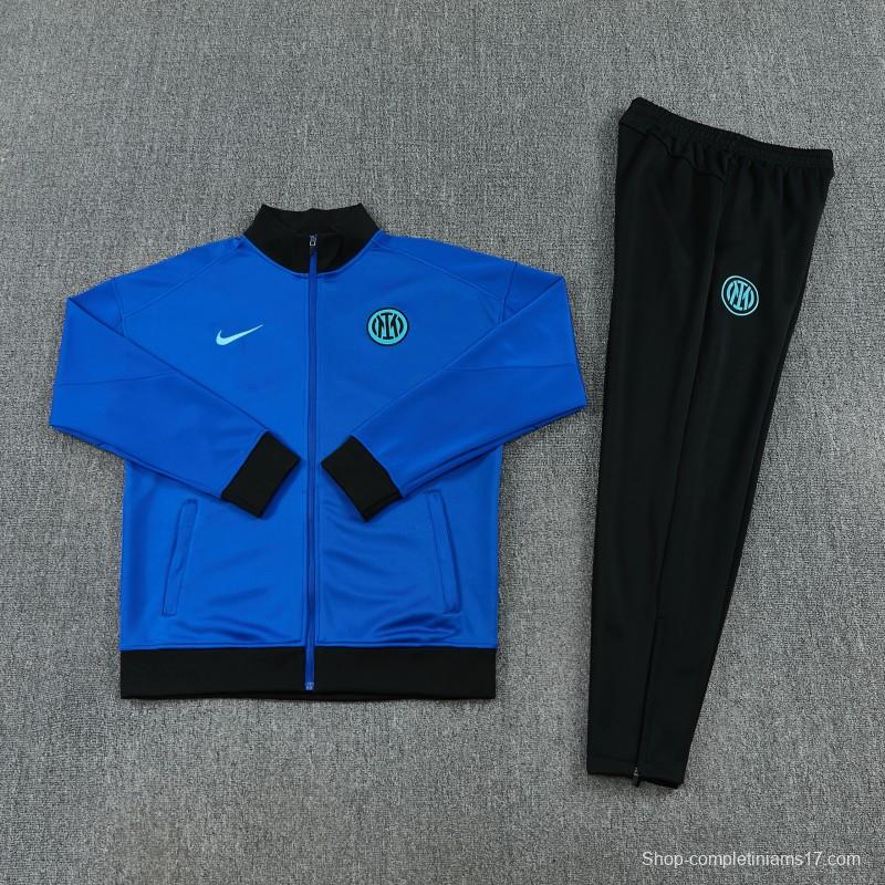 26/27 Inter Milan Blue Full Zipper Jacket Tracksuit + Black Long Pants