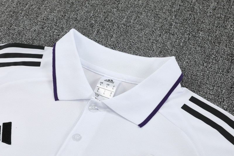 26/27  Manchester United White Polo Training Shirt + Long Pants Tracksuit
