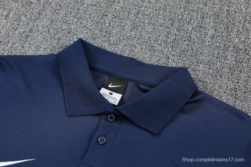 26/27 Paris Navy Blue Polo Training Shirt + Long Pants Tracksuit