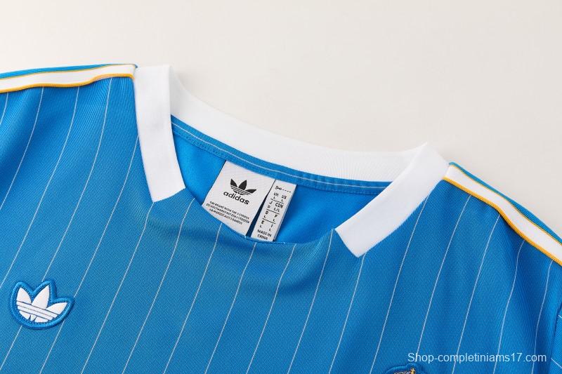 26/27 Real Madrid  Blue Pinstripe  Short Sleeve+Soccer Shorts