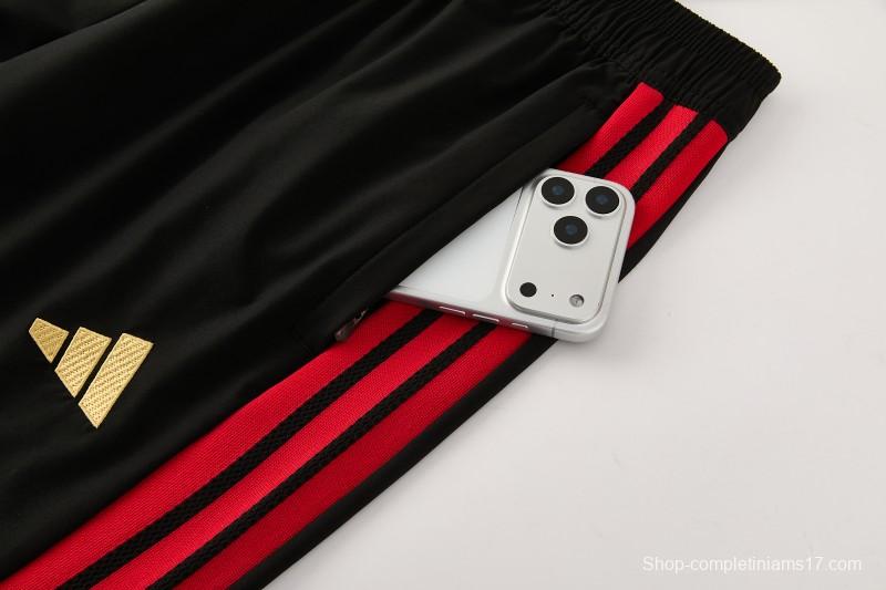 26/27 Belgium  Black Full Zipper Hooded Jacket Tracksuit + Long Pants