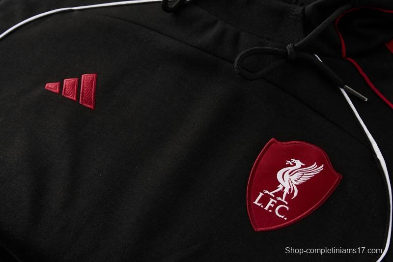 26/27 Liverpool  Black Full Zipper Hooded Jacket Tracksuit + Long Pants