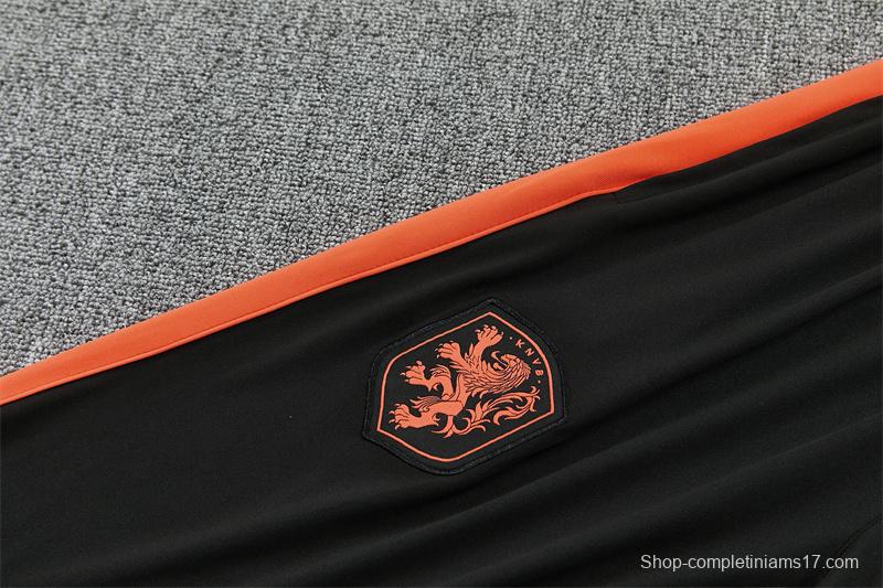 2026 Netherlands Black & Orange  Half Zipper Jacket Tracksuit + Long Pants