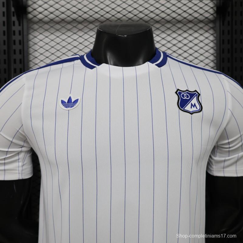 Player Version 26/27 Millonarios FC White & Navy Blue Pinstripe Retro Special Edition Home Jersey
