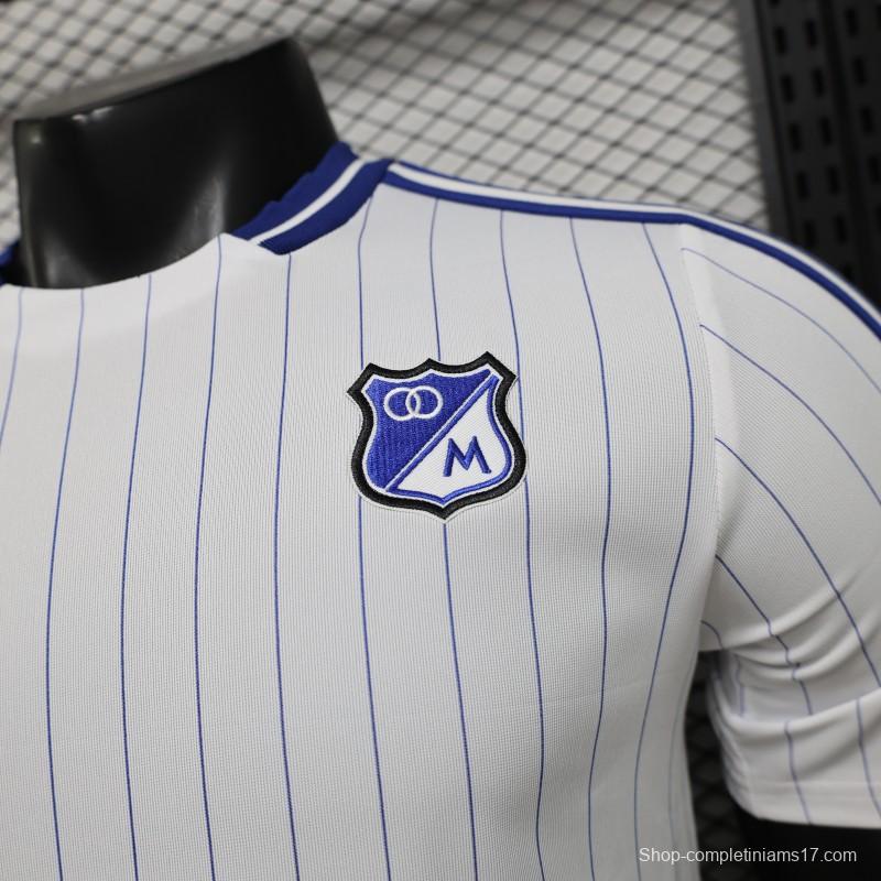 Player Version 26/27 Millonarios FC White & Navy Blue Pinstripe Retro Special Edition Home Jersey
