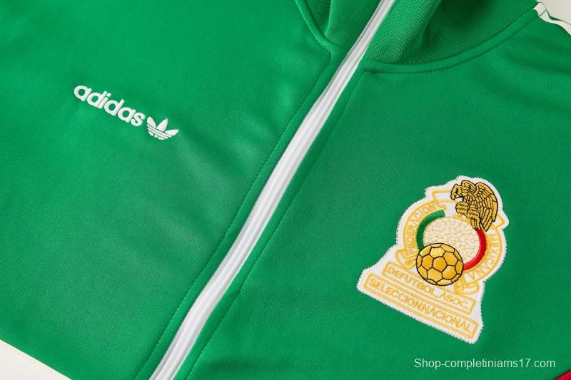 2026/27 Mexico  Green & Red Retro Full Zipper Jacket Tracksuit + Long Pants (Adidas Originals)