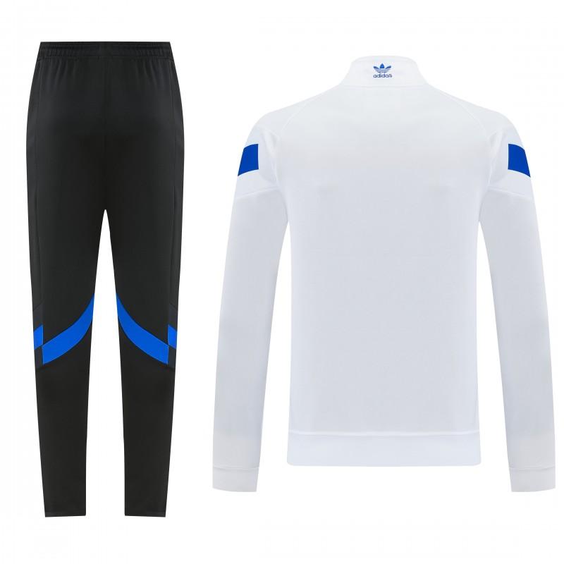 2026/27 Adidas Originals  White Full Zipper Jacket Tracksuit + Navy Blue Long Pants