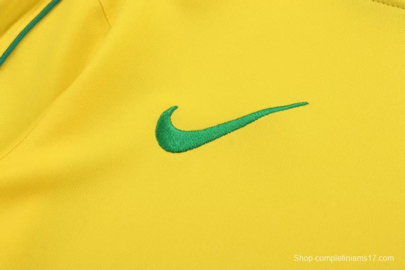 Retro Kids 1998 Brazil Home Long Sleeve Jersey