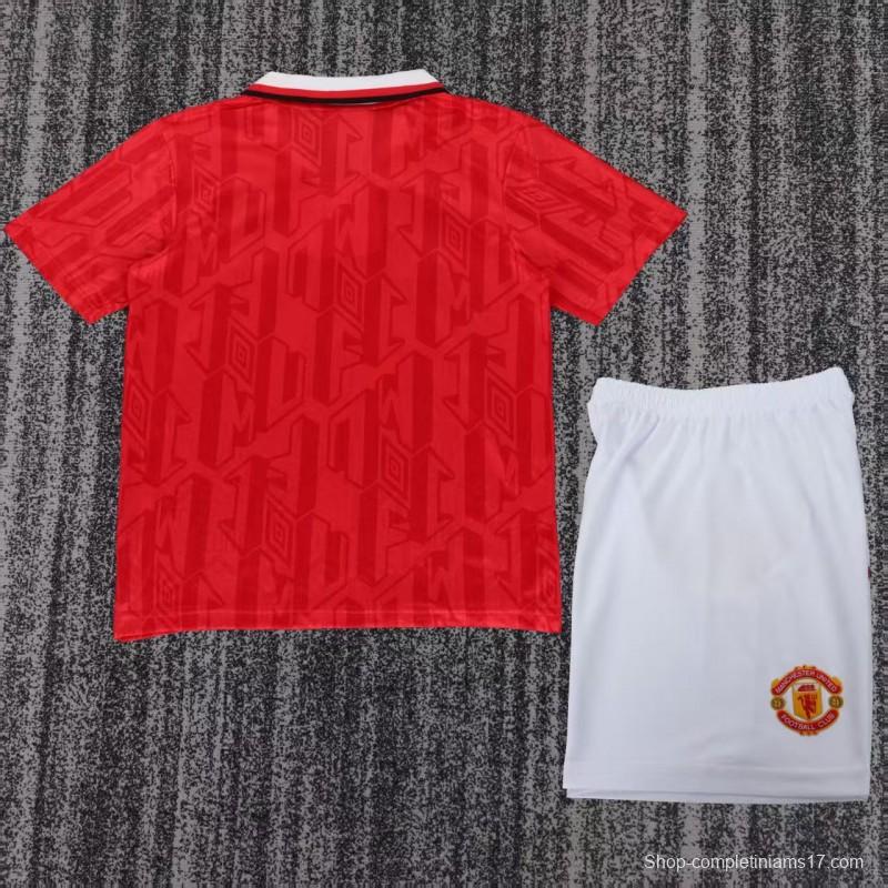 Retro Kids 92/94 Manchester United Red Home Jersey