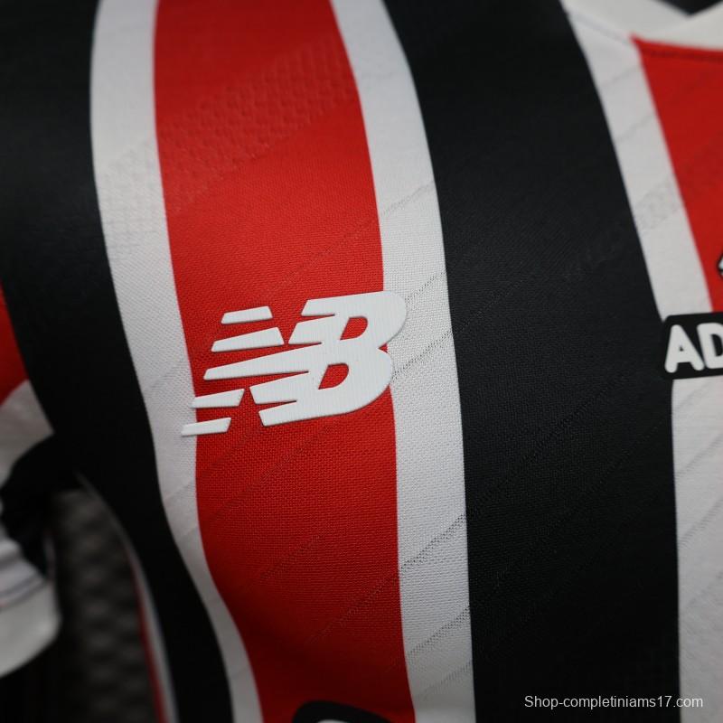 Player Version 26/27 São Paulo FC Away Red & Black Stripe  With White Collar Jersey
