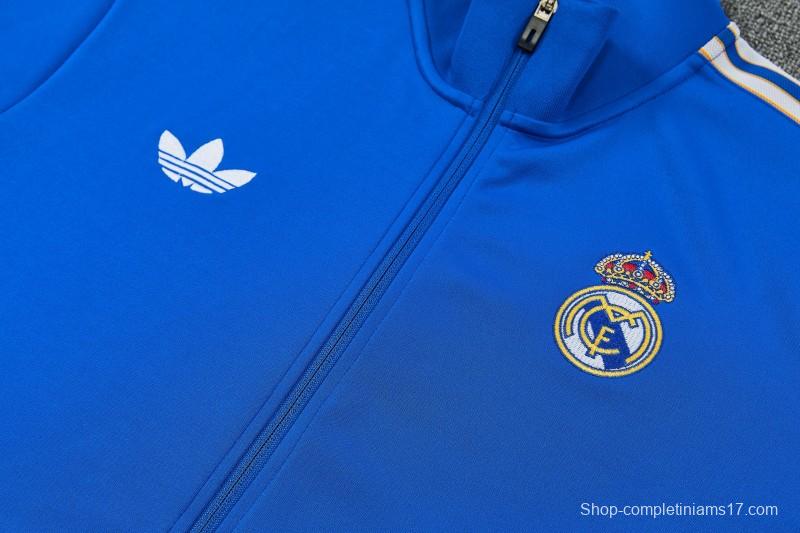 26/27 Real Madrid Blue Full Zipper Jacket Tracksuit + Long Pants