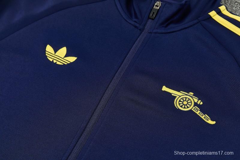 26/27 Arsenal Navy Blue & Yellow Full Zipper Jacket Tracksuit + Long Pants
