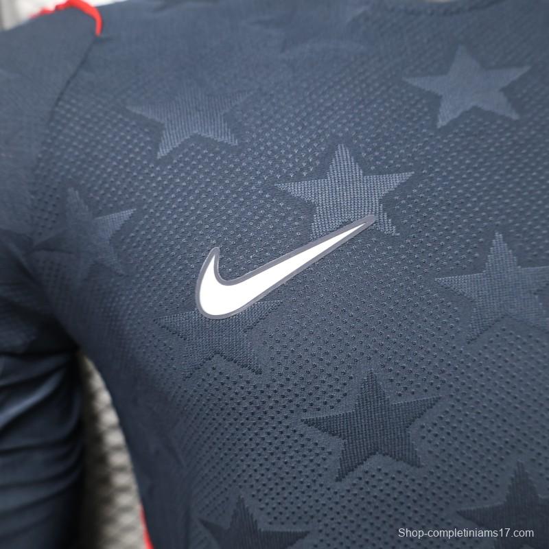 Player Version 2026 USA Navy Blue with Tonal Star  Long Sleeve Away Jersey
