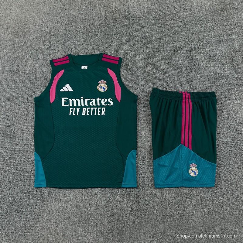 26/27 Real Madrid Dark Green Sleeveless Training Vest +Shorts Set