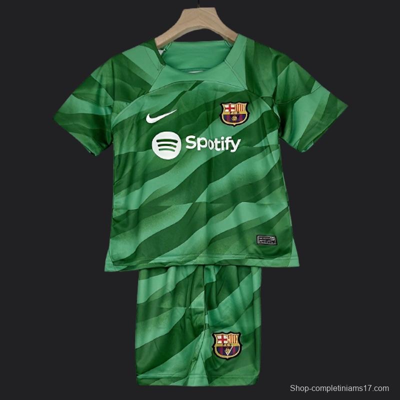 23/24 Kids Barcelona Goalkeeper Green Jersey Size 16-28