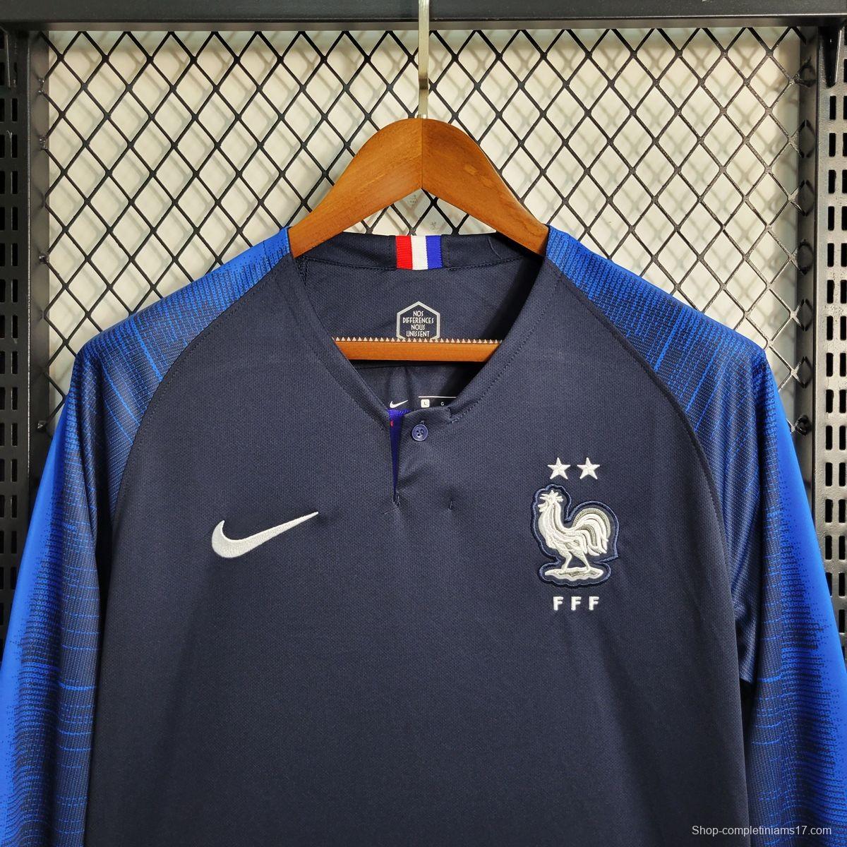 Retro 2018 France Home Long Sleeve Jersey