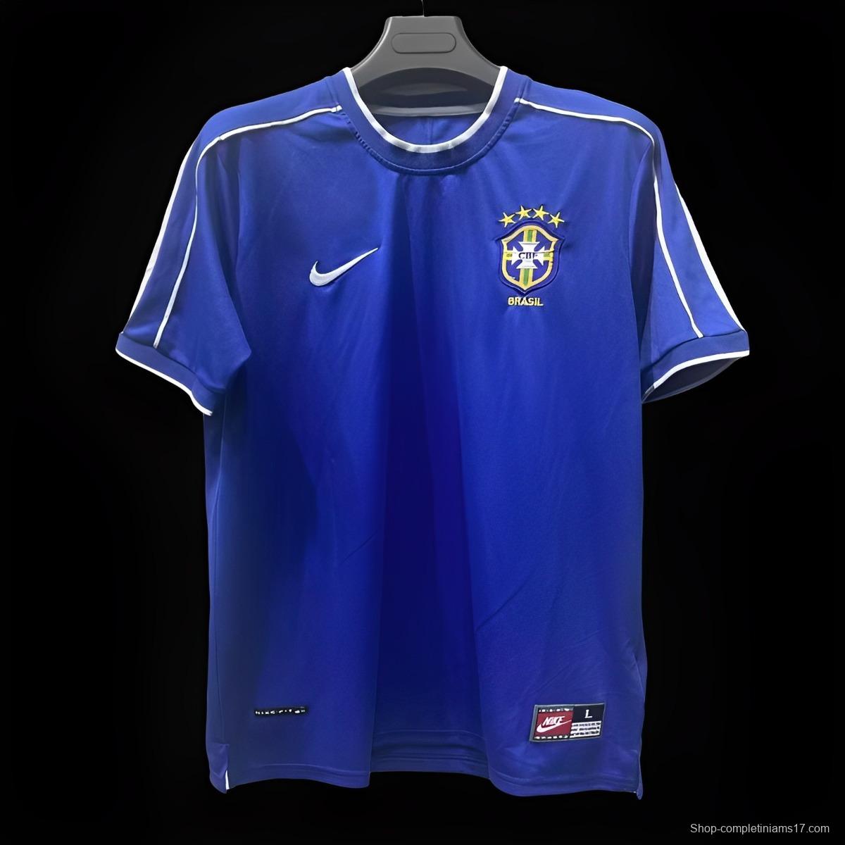 Retro 1998 Brazil Away Blue Jersey