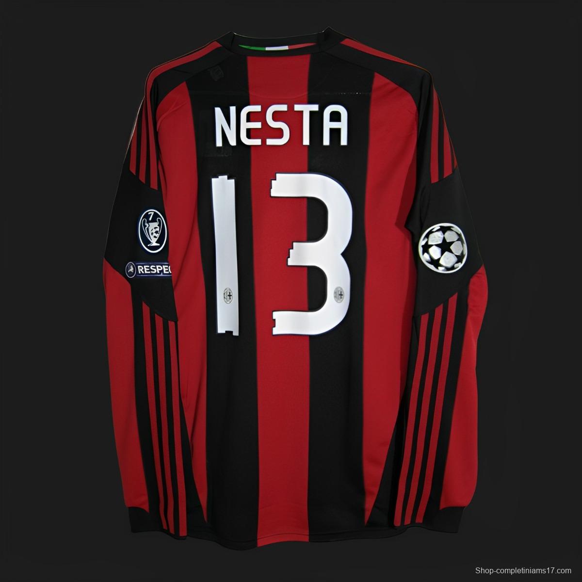 Retro 10/11 AC Milan Home Long Sleeve Jersey