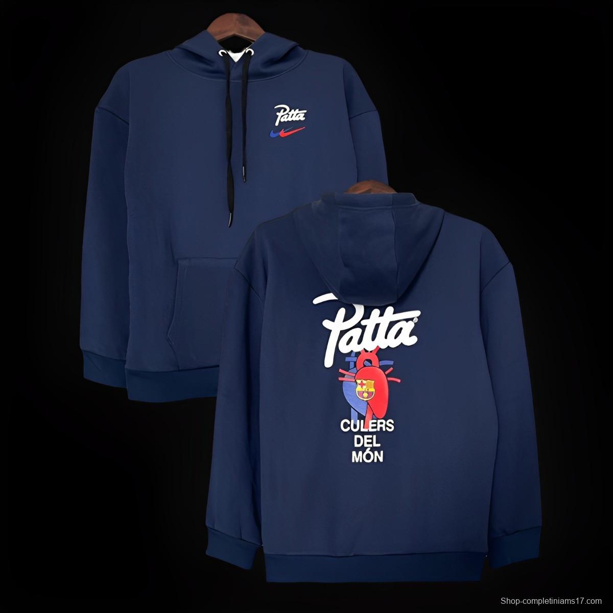 23/24 Barcelona x Patta Navy Hoodie